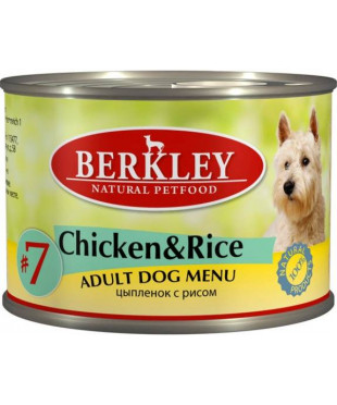 Berkley Adult Chicken&Rice консервы для собак №7 Цыпленок с рисом 200 г