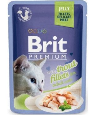 Паучи Brit Premium Jelly Trout fillets для кошек кусочки из филе форели в желе, 85 г