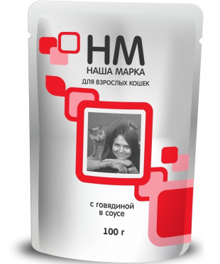 Влажный корм Наша Марка для кошек с Говядиной в соусе 100г х 24шт