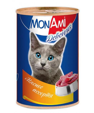 Консервы для кошек Mon Ami Delicious "Мясное ассорти" 350г